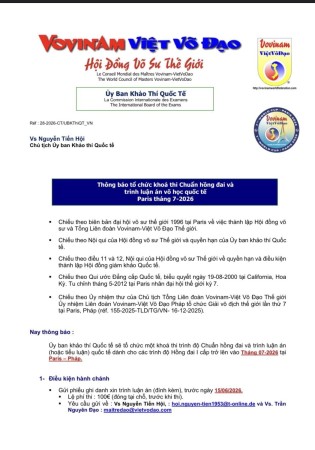 Thông tin về kỳ thi Chuẩn Hồng Đai quốc tế